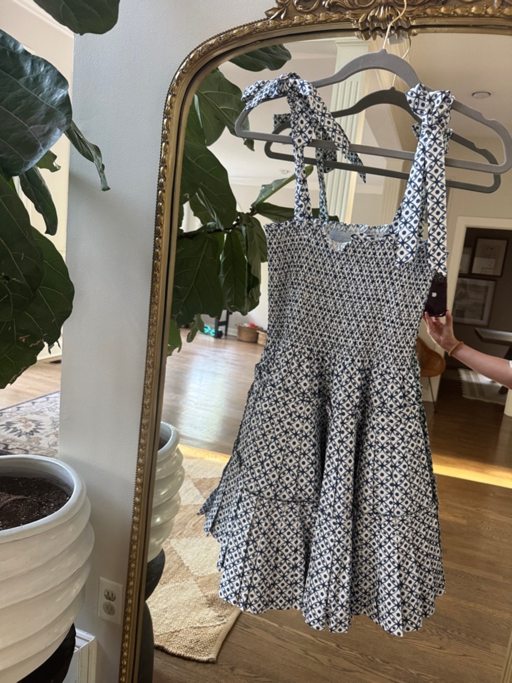 Hill House: The Nap Dress Blue & White Printed Tie-Shoulder Sundress